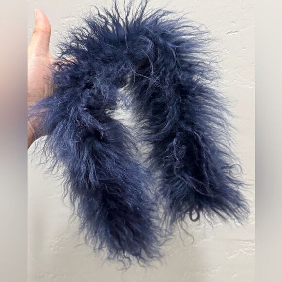 Navy Handmade Real Curly Shearling  Removable Strap Bag/Shoulder Bag/Crossbody - Picture 12 of 17